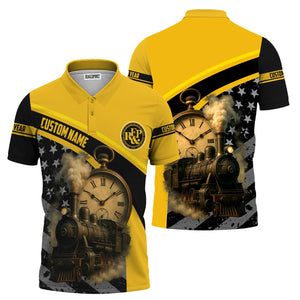 Railspirit Personalized Richmond, Fredericksburg And Potomac Railroad Polo Shirt Classic Steam Engine With Retro Pocket Watch Shirt All Over Print