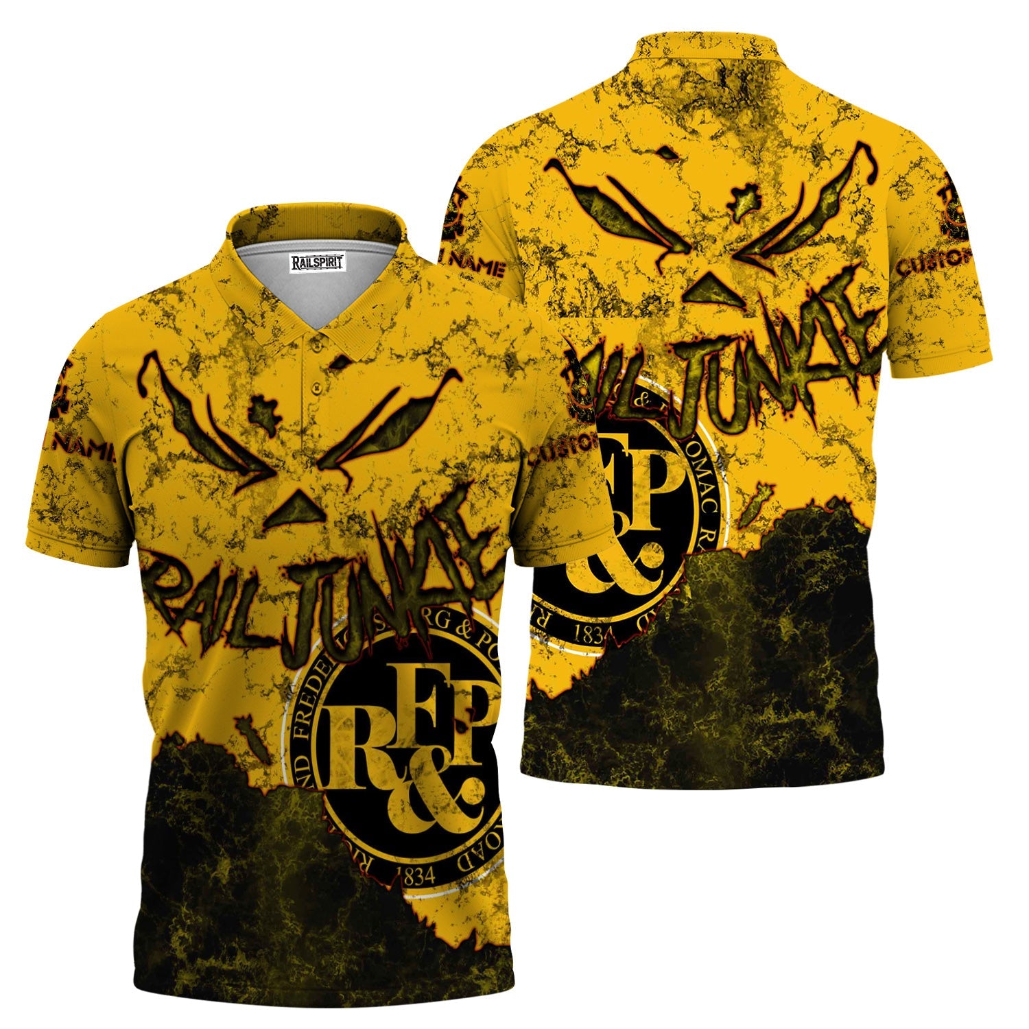 Railspirit Personalized Richmond, Fredericksburg And Potomac Railroad Polo Shirt Torn Graphic Style Train Shirt For Rail Junkie