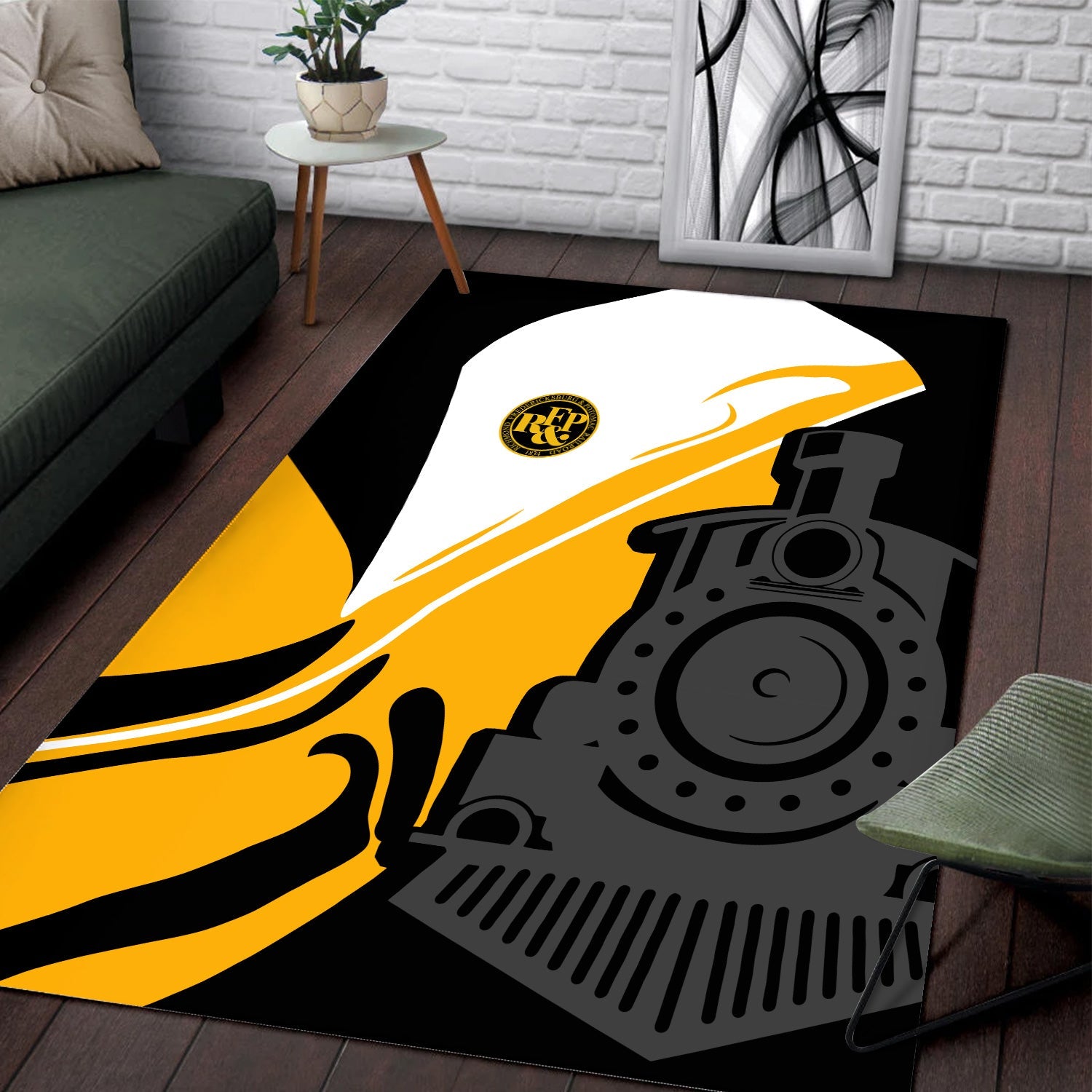 Railspirit Richmond, Fredericksburg And Potomac Railroad Area Rug Flame-Inspired Style Rug Gift Idea For Train Lovers