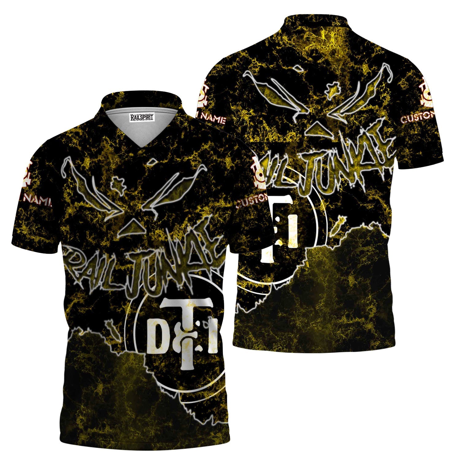 Railspirit Personalized Detroit Toledo And Ironton Railroad Polo Shirt Torn Graphic Style Train Shirt For Rail Junkie