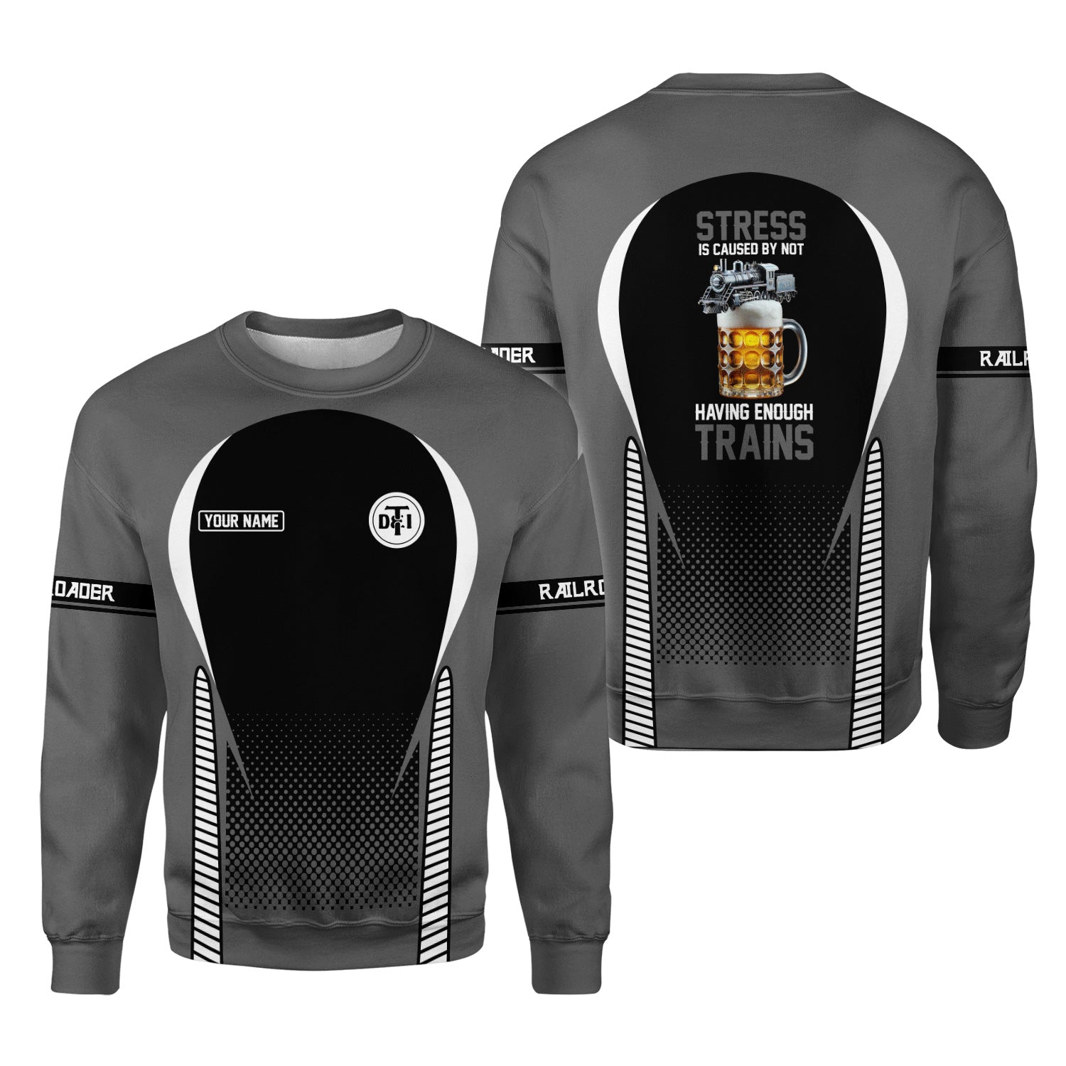 Railspirit Personalized Detroit Toledo And Ironton Railroad Sweatshirt Stress Is Caused By Not Having Enough Trains Shirt All Over Print Shirt