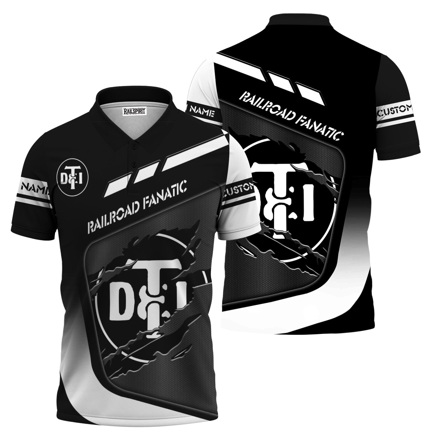 Railspirit Personalized Detroit Toledo And Ironton Railroad Polo Shirt Ripped Texture Style Train Shirt For Railroad Fanatic