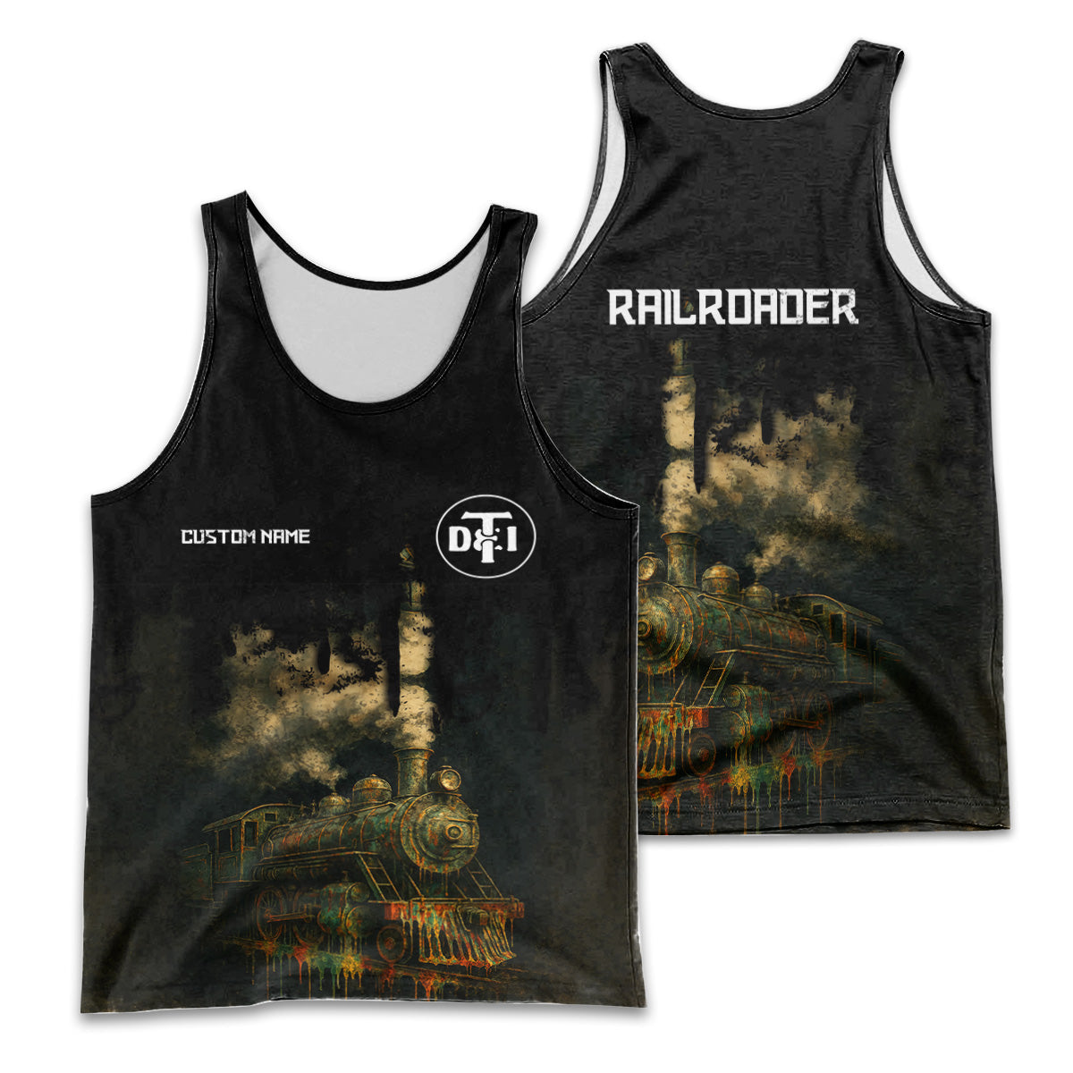 Railspirit Personalized Detroit Toledo And Ironton Railroad Men Tank Top Vintage Train Art Style Shirt For Locomotive Fans