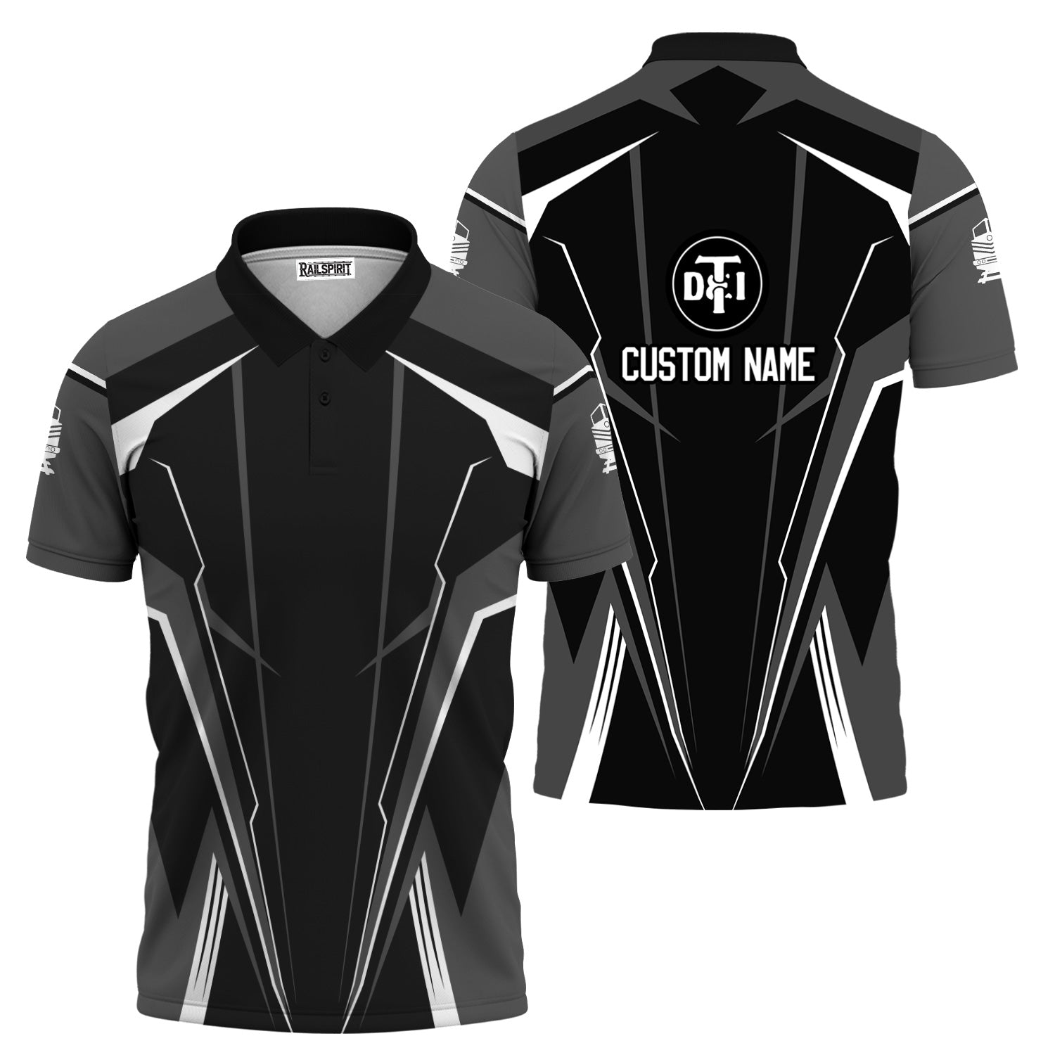 Railspirit Personalized Detroit Toledo And Ironton Railroad Polo Shirt Lightning-Edge Design Train Shirt For Railroad Lovers