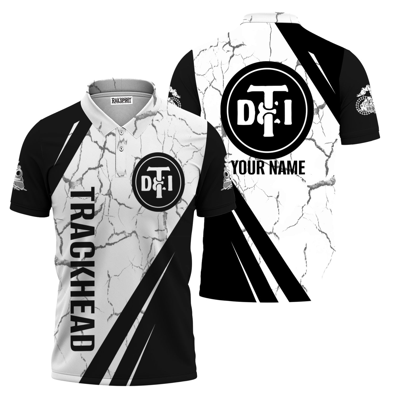 Railspirit Personalized Detroit Toledo And Ironton Railroad Polo Shirt Crackle Texture Style Train Shirt For Trackhead