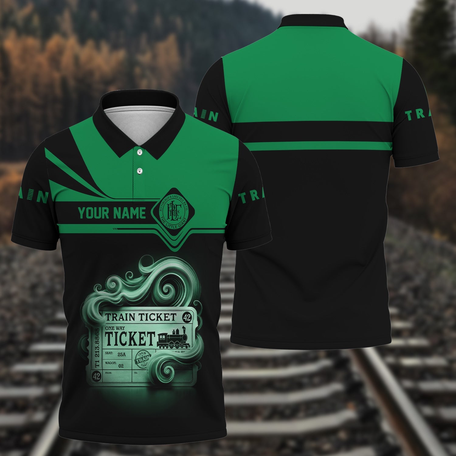 Railspirit Custom Name Pittsburgh And Lake Erie Railroad Polo Shirt American Train Ticket Printed Shirt