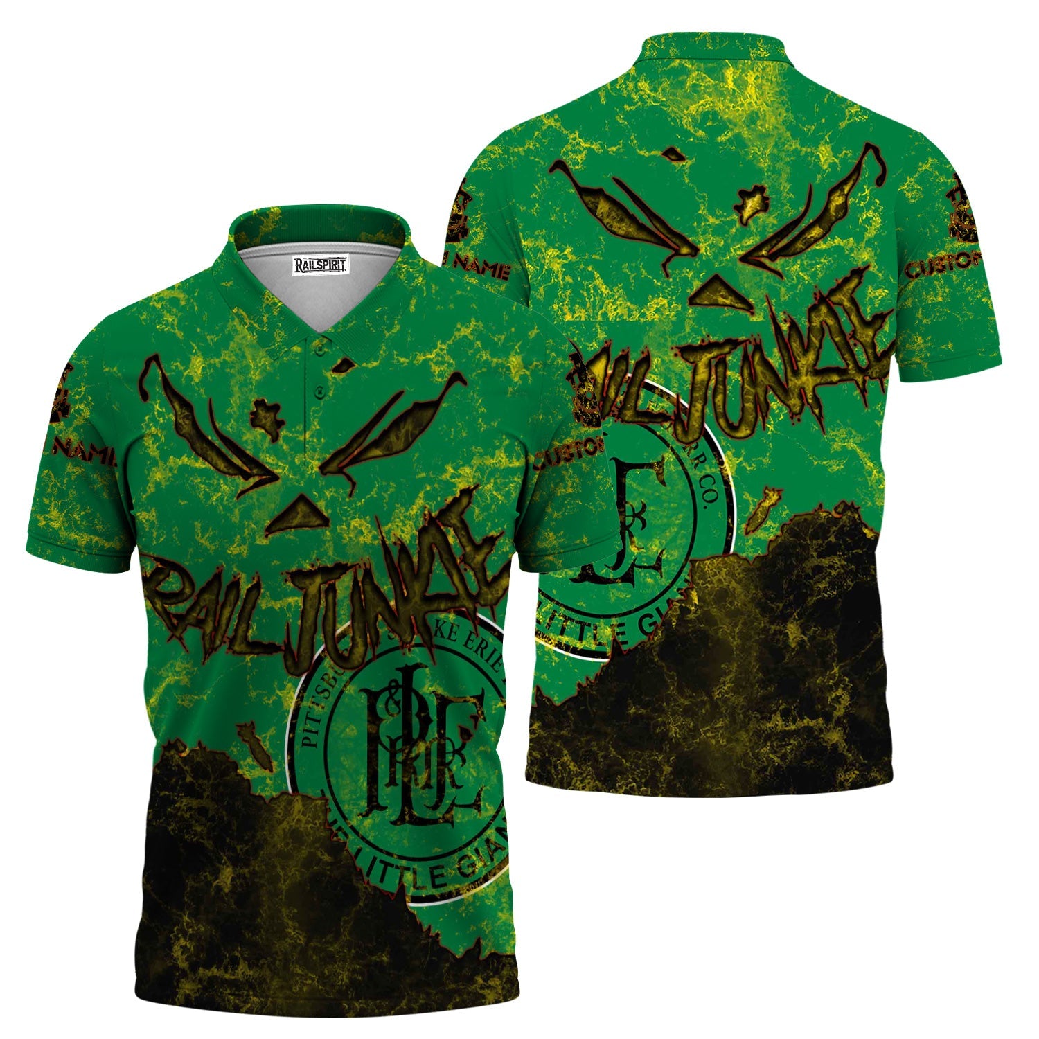 Railspirit Personalized Pittsburgh And Lake Erie Railroad Polo Shirt Torn Graphic Style Train Shirt For Rail Junkie