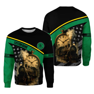 Railspirit Personalized Pittsburgh And Lake Erie Railroad Sweatshirt Classic Steam Engine With Retro Pocket Watch Shirt All Over Print