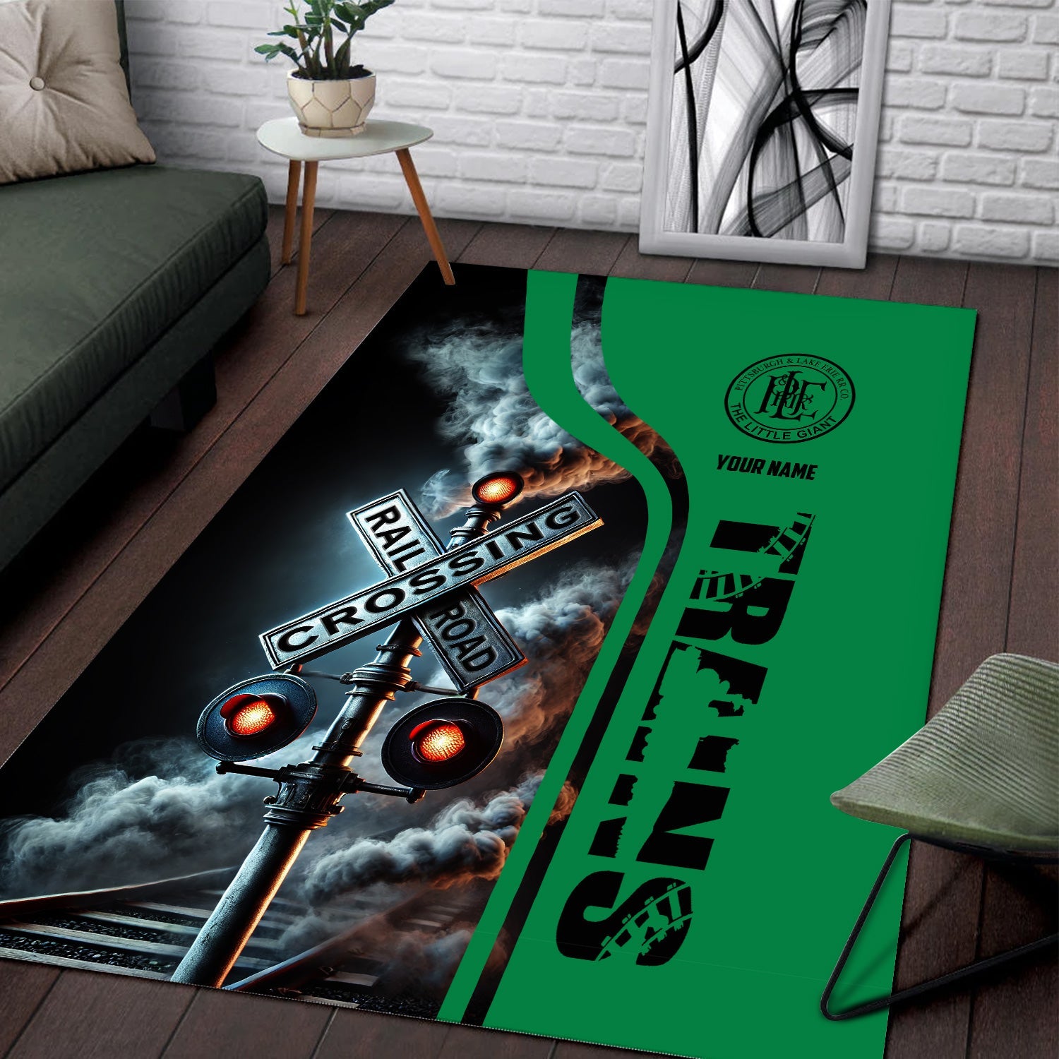 Railspirit Personalized Pittsburgh And Lake Erie Railroad Area Rug Railroad Crossing Sign Rug All Over Print