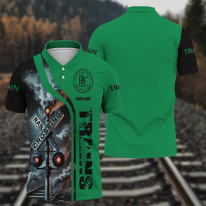 Railspirit Personalized Pittsburgh And Lake Erie Railroad Polo Shirt Crossing Railroad Sign American Locomotive Train Shirt All Over Print