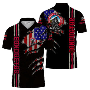 Railspirit Personalized Durango And Silverton Narrow Gauge Railroad Polo Shirt USA Flag Claw Art with Custom Job Train Shirt