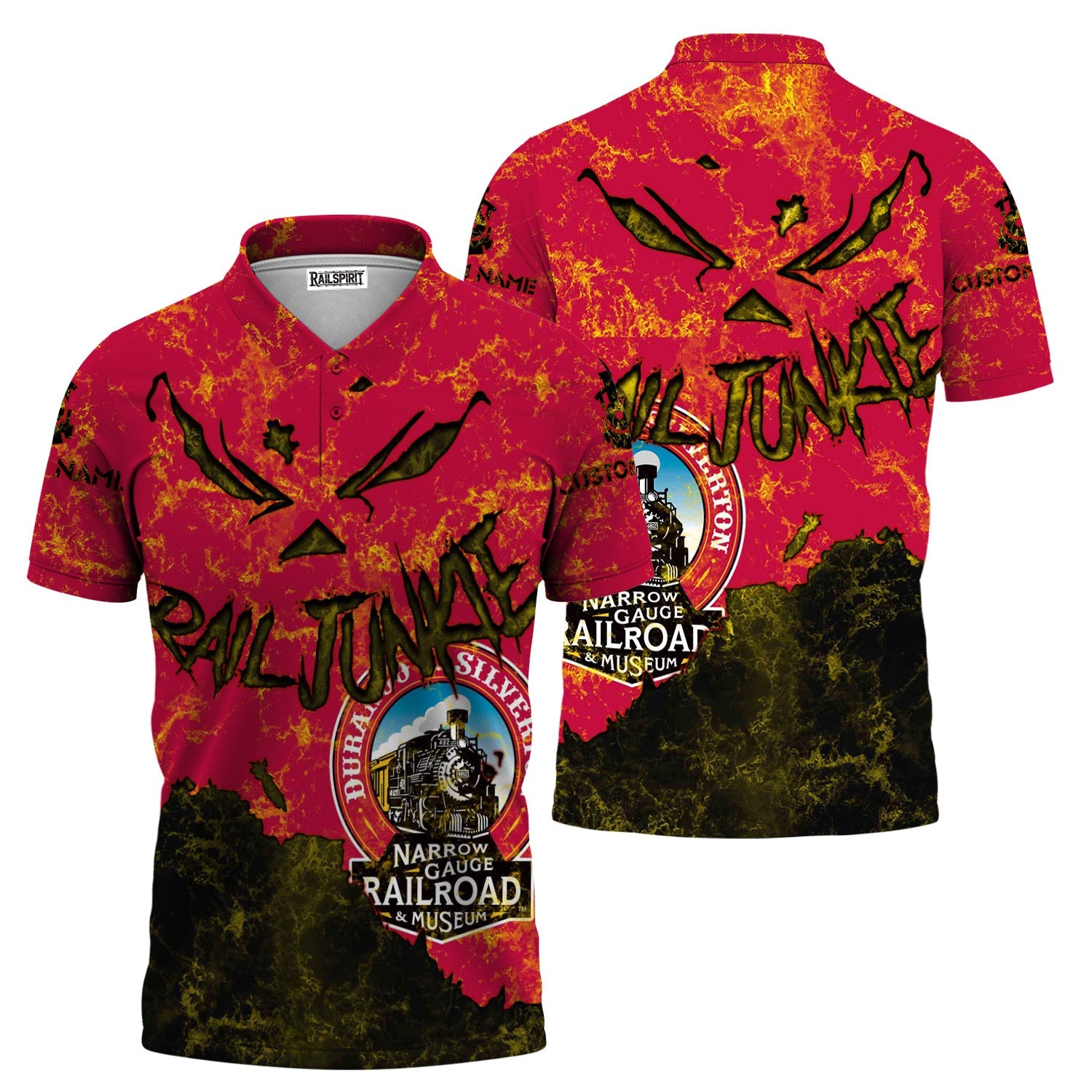 Railspirit Personalized Durango And Silverton Narrow Gauge Railroad Polo Shirt Torn Graphic Style Train Shirt For Rail Junkie
