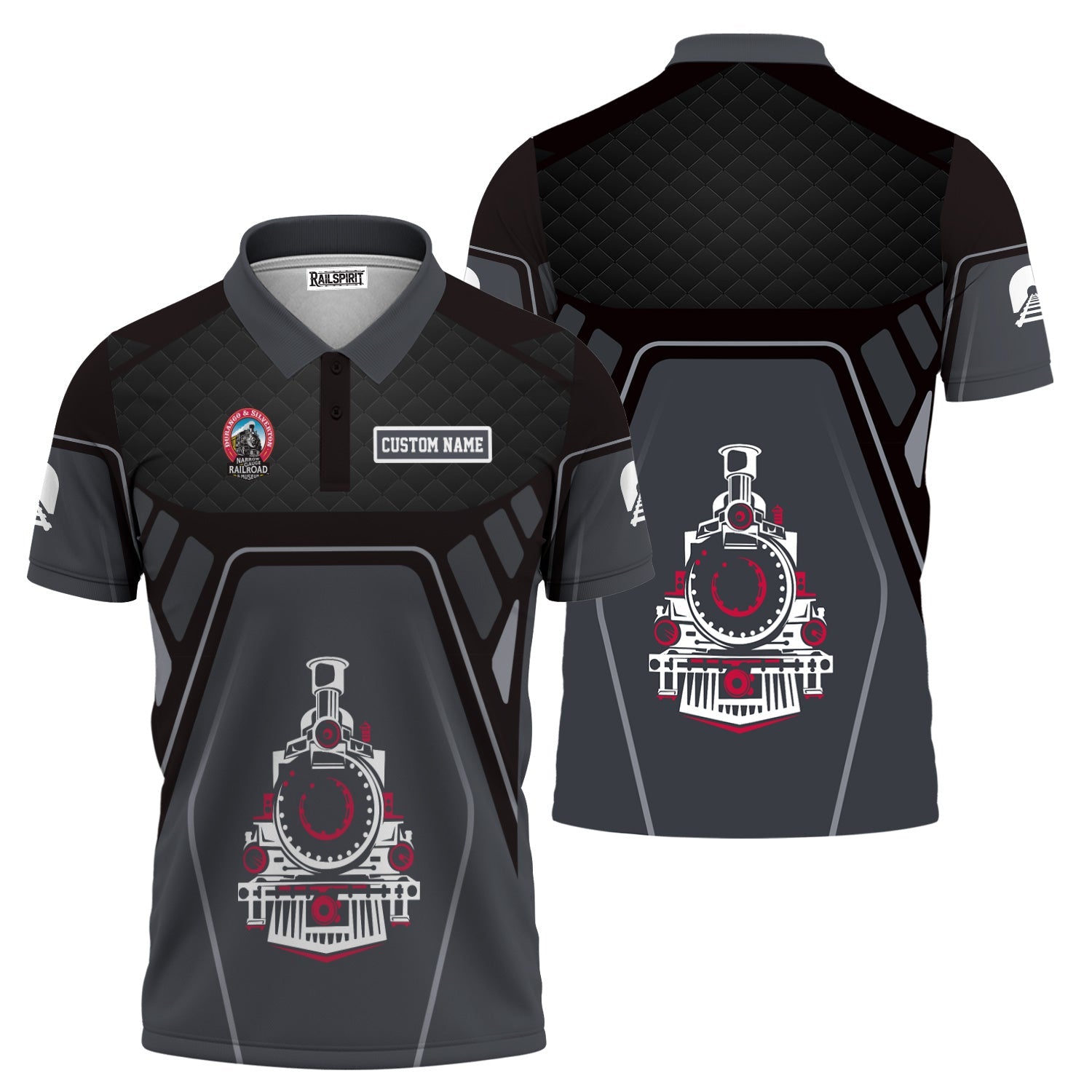 Railspirit Personalized Durango And Silverton Narrow Gauge Railroad Polo Shirt Steam Locomotive Engine Graphic Train Shirt All Over Print
