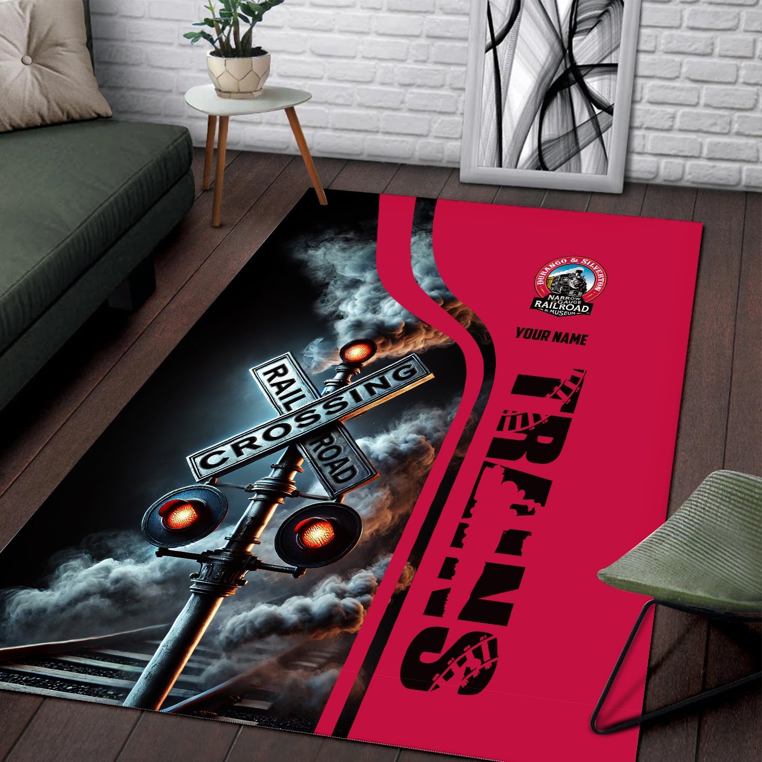 Railspirit Personalized Durango And Silverton Narrow Gauge Railroad Area Rug Railroad Crossing Sign Rug All Over Print