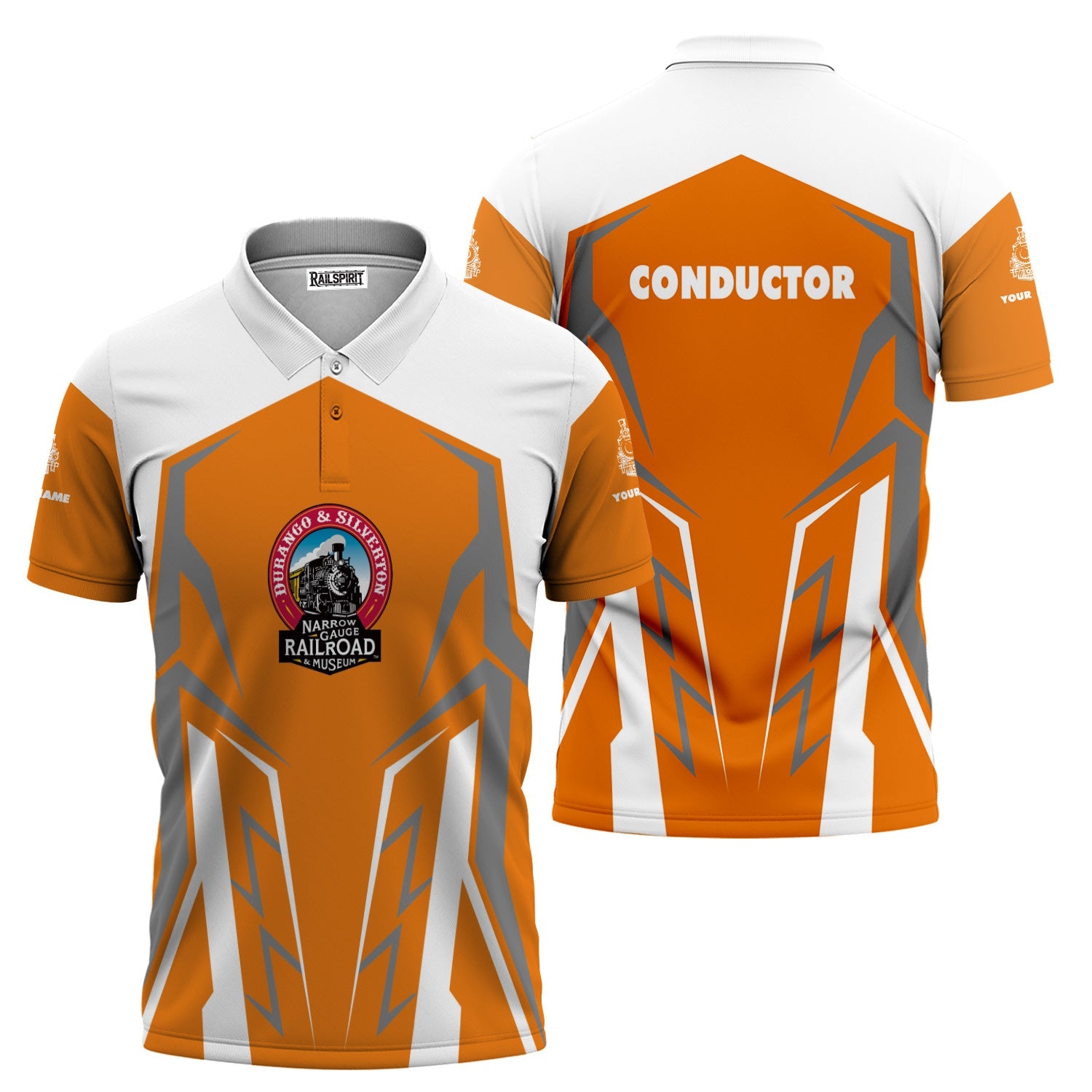 Railspirit Personalized Durango And Silverton Narrow Gauge Railroad Polo Shirt Futuristic Design with Custom Job Train Shirt