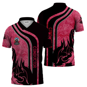 Railspirit Personalized Durango And Silverton Narrow Gauge Railroad Polo Shirt Flame Design with Custom Job Position Train Shirt