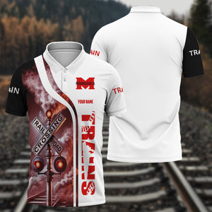 Railspirit Personalized Monongahela Railroad Polo Shirt Crossing Railroad Sign American Locomotive Train Shirt All Over Print