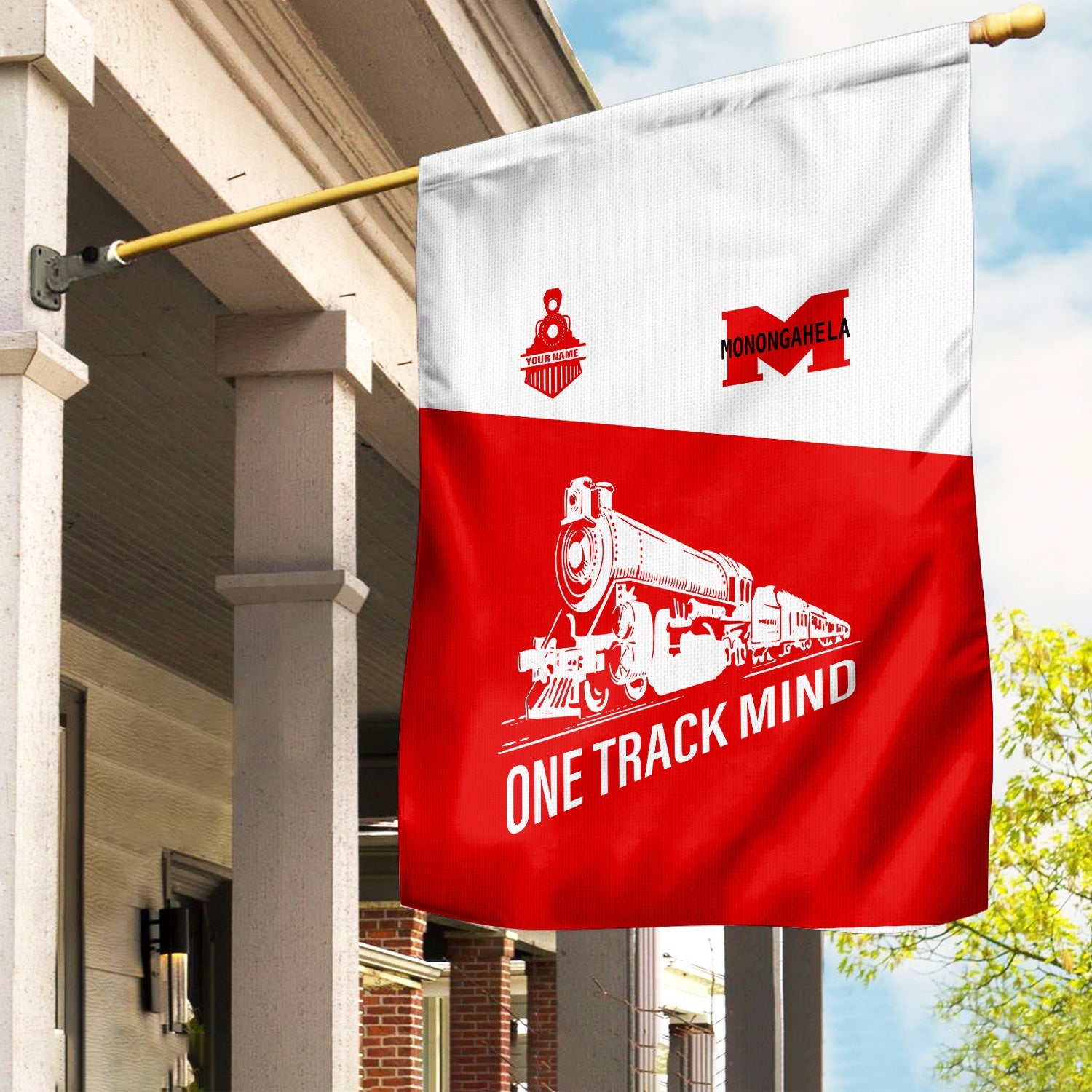 Railspirit Personalized Monongahela Railroad Garden Flag One Track Mind Flag Gift Idea For Train Lover