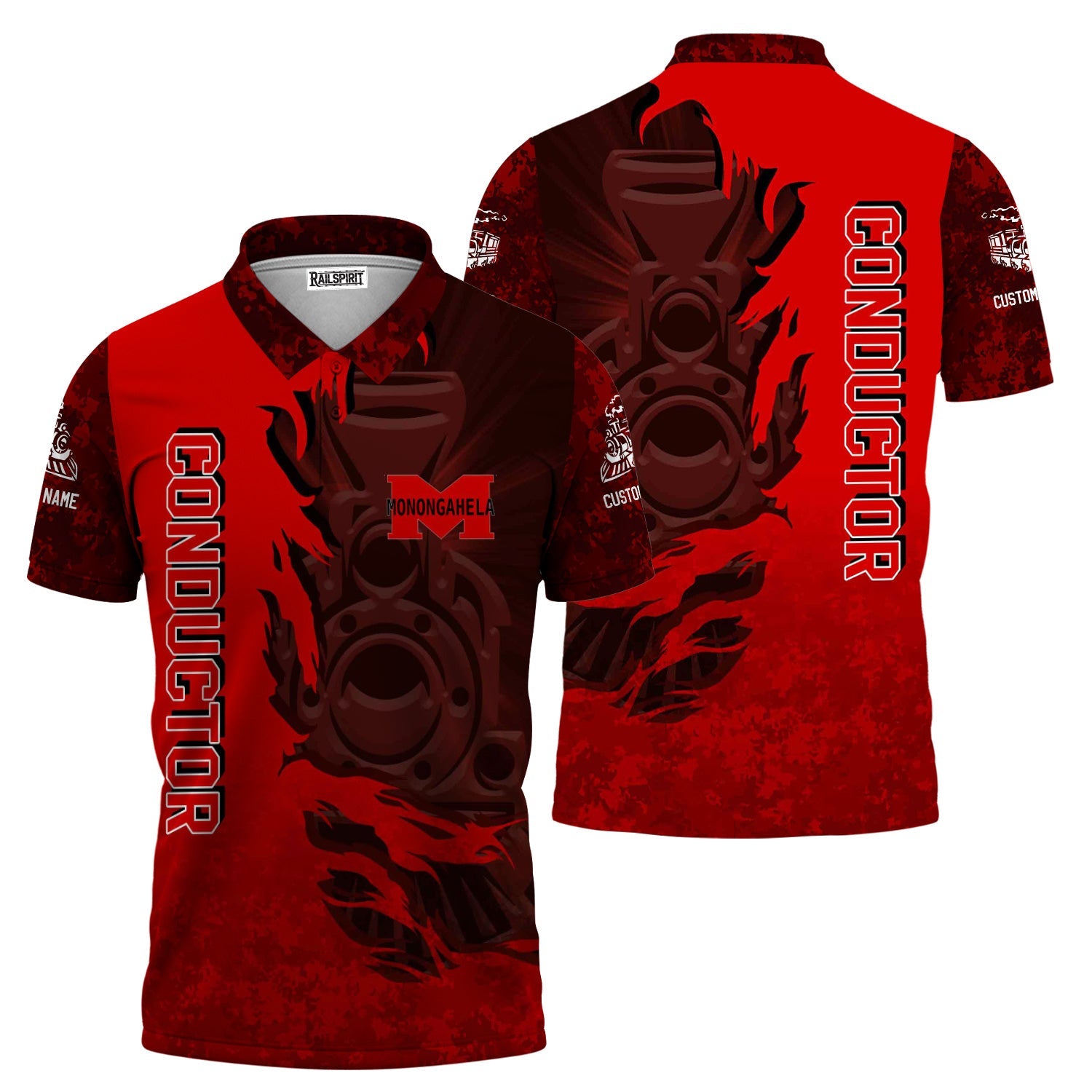 Railspirit Personalized Monongahela Railroad Polo Shirt Blazing Style with Custom Position Train Shirt