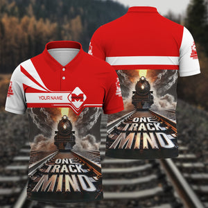 Railspirit Personalized Monongahela Railroad Polo Shirt One Track Mind Train Printed Shirt