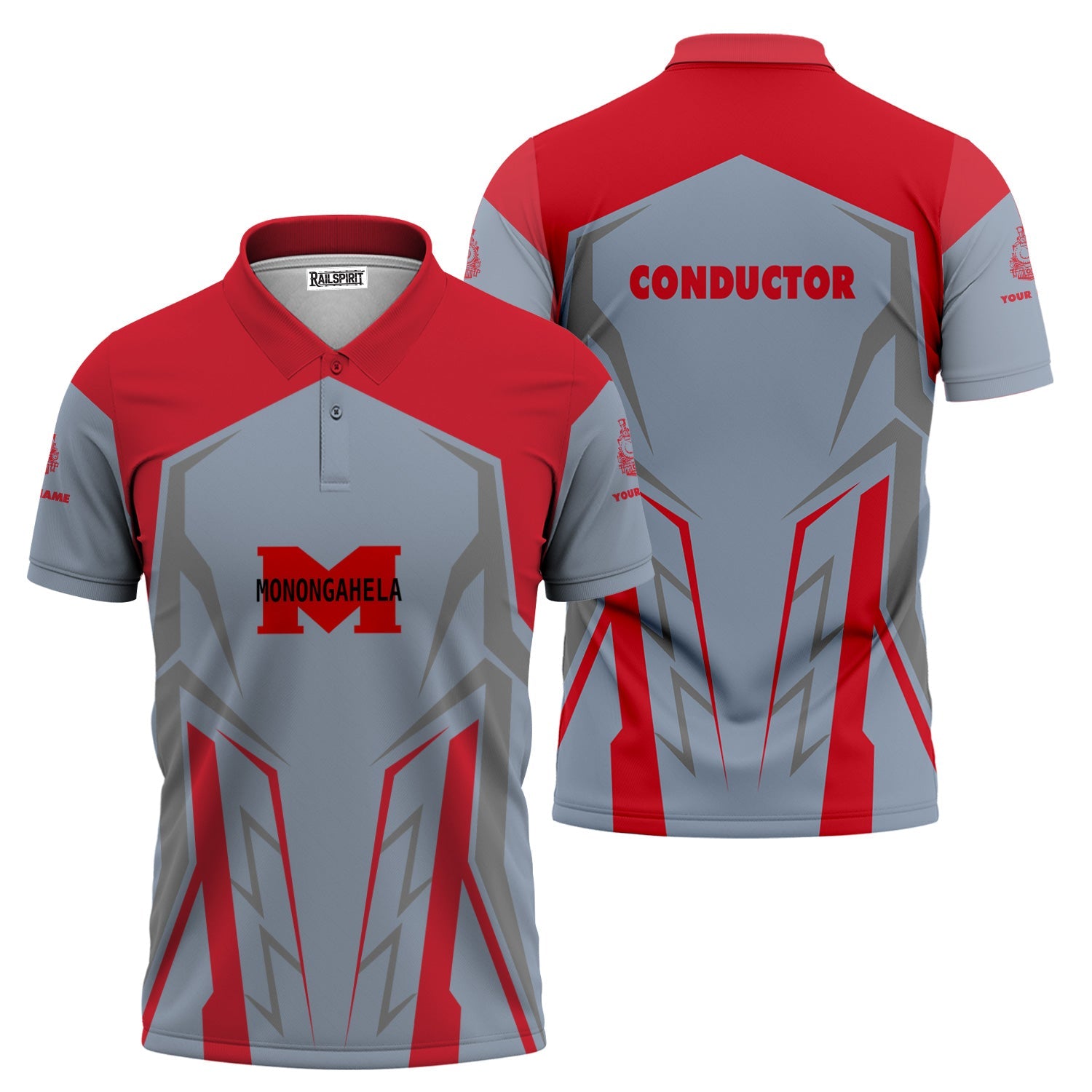 Railspirit Personalized Monongahela Railroad Polo Shirt Futuristic Design with Custom Job Train Shirt