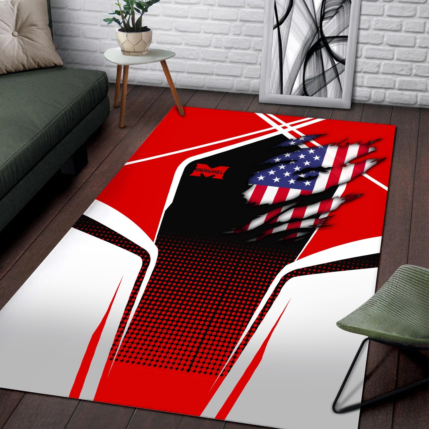 Railspirit Personalized Monongahela Railroad Area Rug American Eagle Vintage Train Rug