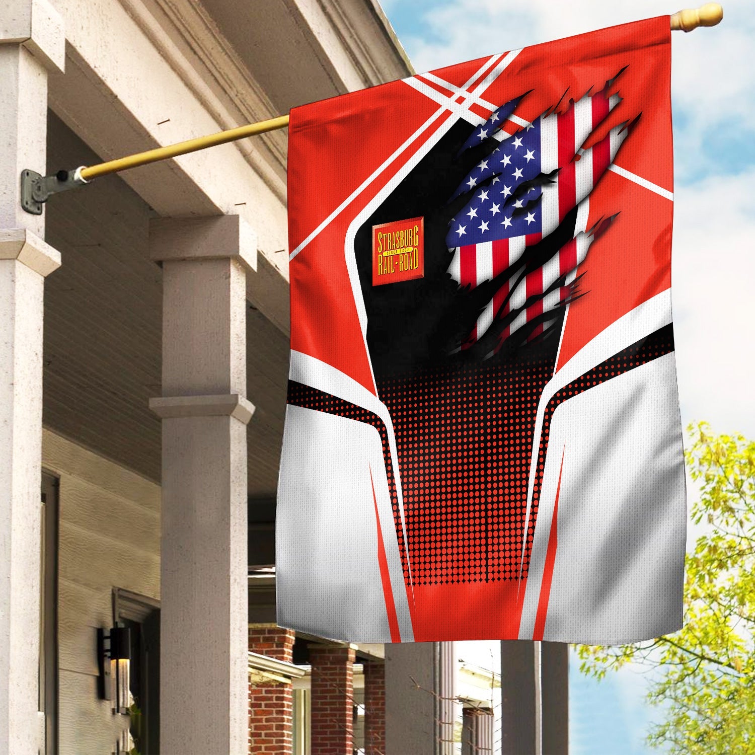 Railspirit Personalized Strasburg Railroad Garden Flag American Vintage All Over Printed Flag