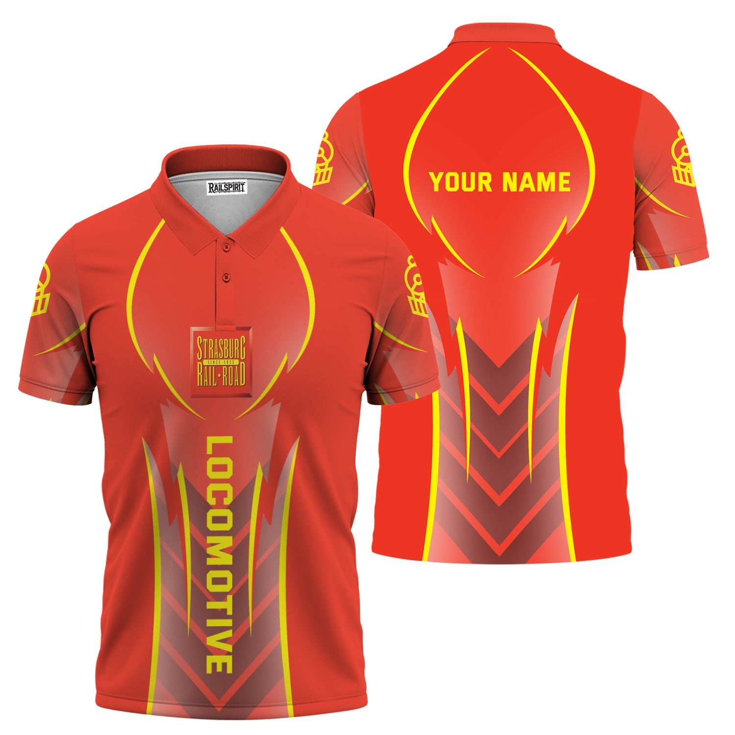 Railspirit Personalized Strasburg Railroad Polo Shirt Striking Line Style Train Shirt For Locomotive Lovers