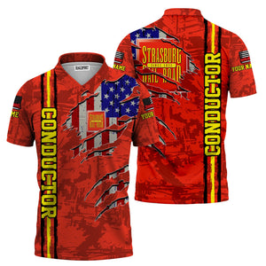 Railspirit Personalized Strasburg Railroad Polo Shirt USA Flag Claw Art with Custom Job Train Shirt