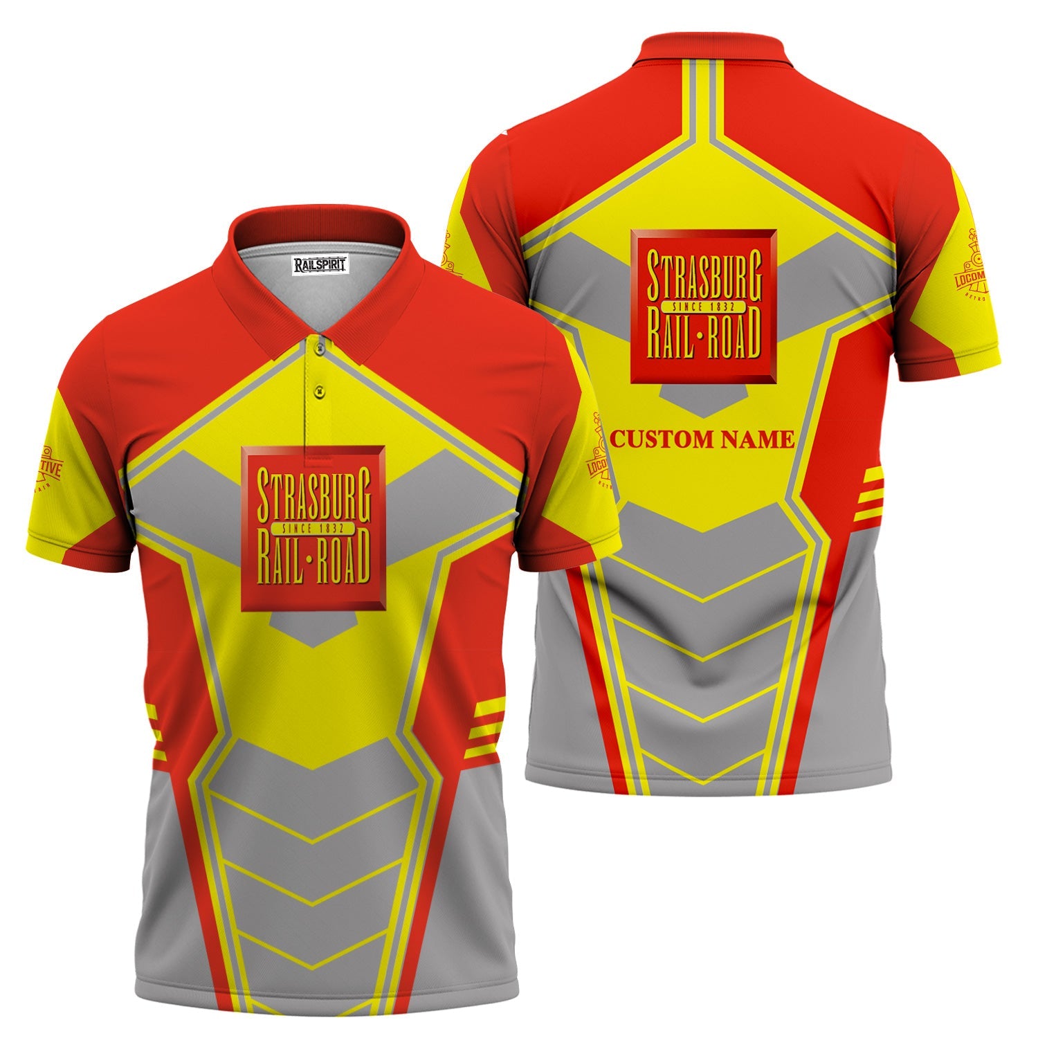Railspirit Personalized Strasburg Railroad Polo Shirt Engine-Inspired Style Train Shirt for Railroad Fanatic