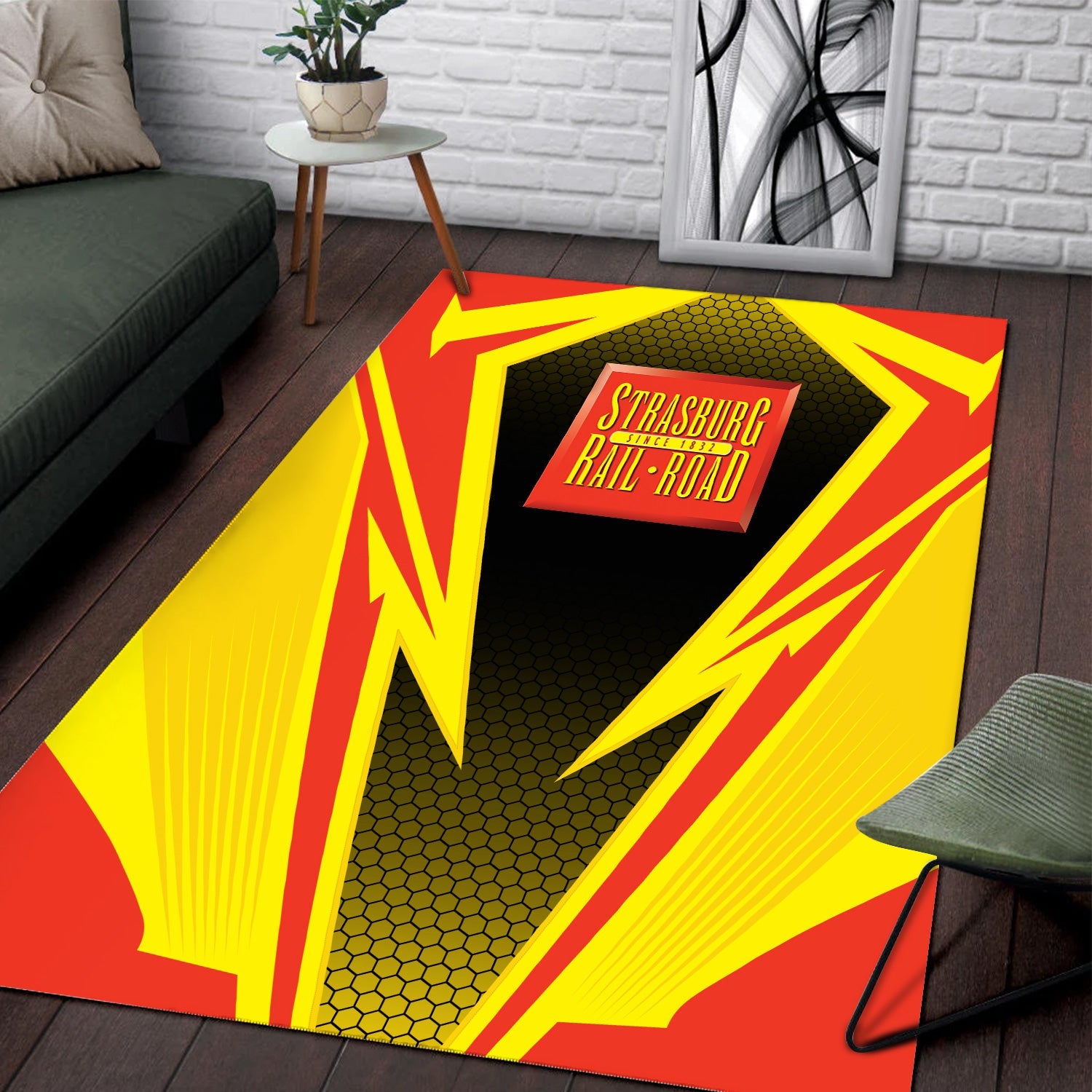Railspirit Strasburg Railroad Area Rug Lightning Graphic Style Rug Gift Idea For Train Lover