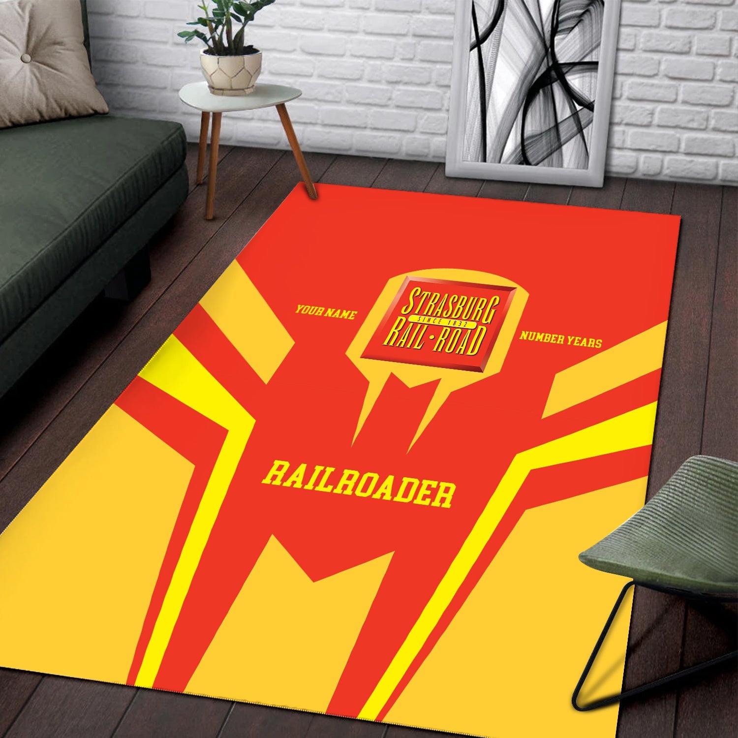 Railspirit Personalized Strasburg Railroad Area Rug Custom Year Railroader Rug Gift Idea For Train Lover