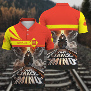 Railspirit Personalized Strasburg Railroad Polo Shirt One Track Mind Train Printed Shirt