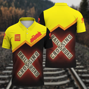 Railspirit Personalized Strasburg Railroad Polo Shirt Railroad Crossing Printed Train Track Shirt