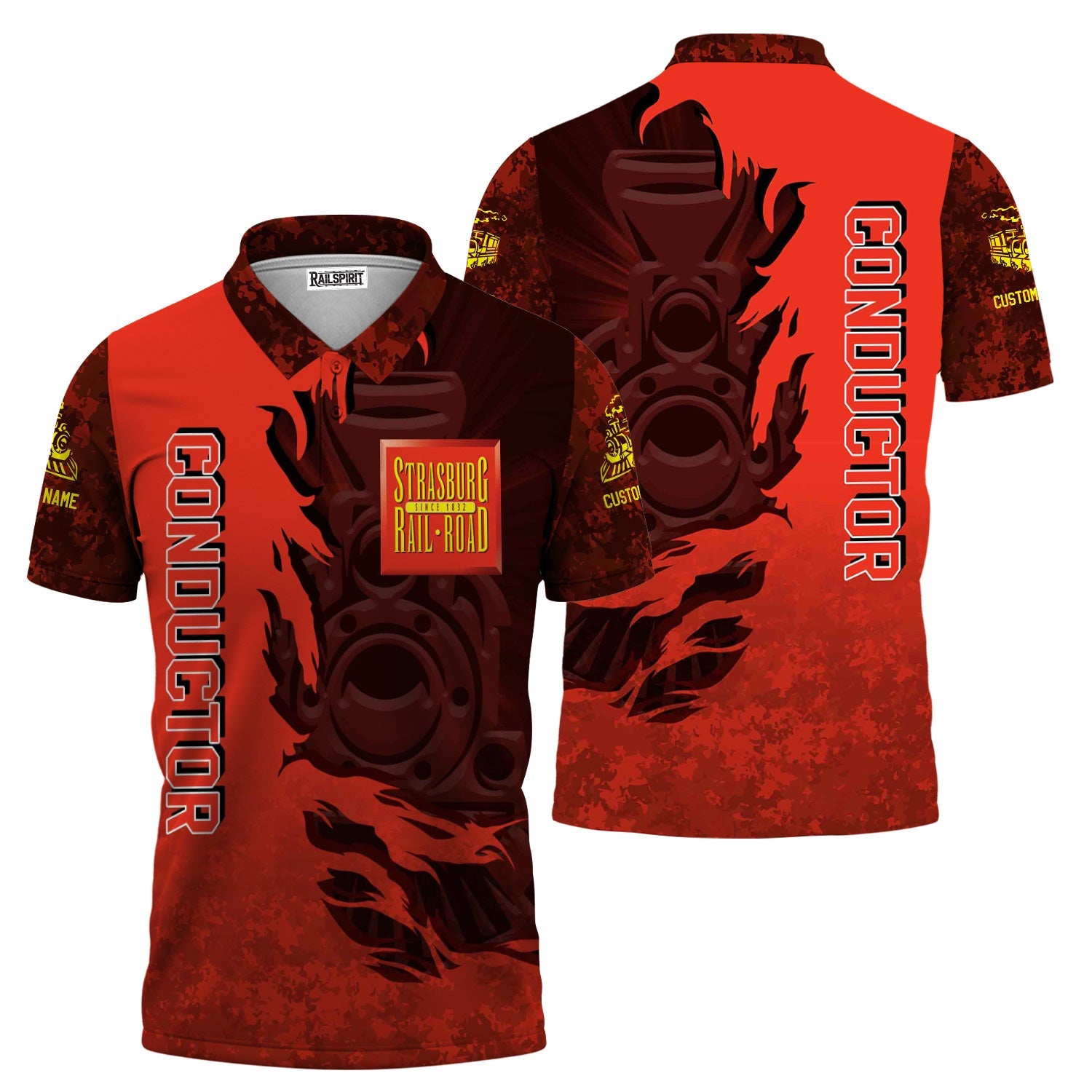 Railspirit Personalized Strasburg Railroad Polo Shirt Blazing Style with Custom Position Train Shirt