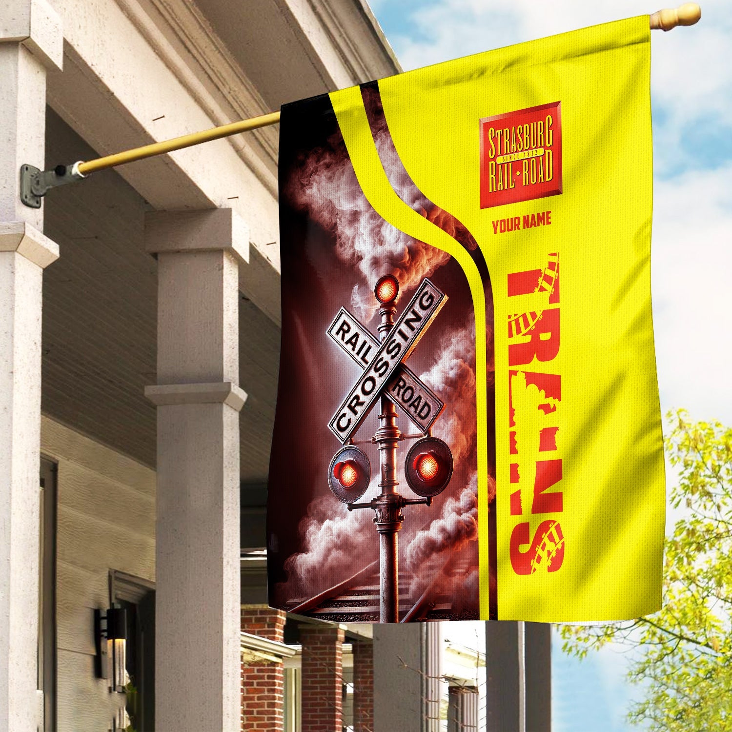 Railspirit Personalized Strasburg Railroad Garden Flag Railroad Crossing Sign Flag All Over Print