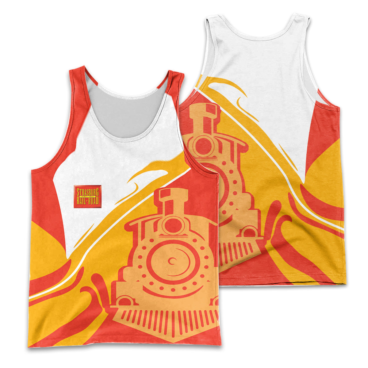 Railspirit Personalized Strasburg Railroad Men Tank Top Flame-Inspired Style Shirt Gift Idea For Train Lovers