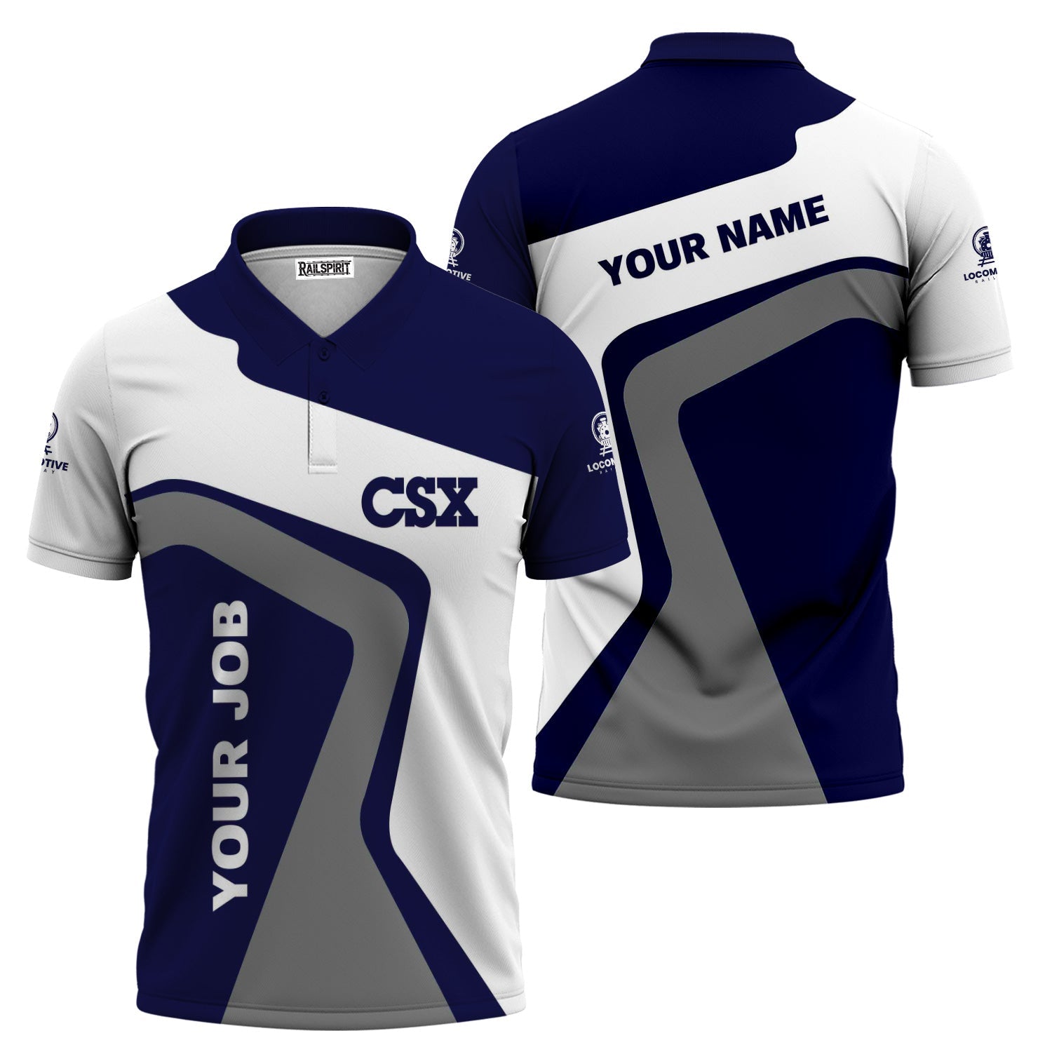 Railspirit Personalized CSX Transportation Railroad Polo Shirt Unique Design with Custom Job Position Train Shirt