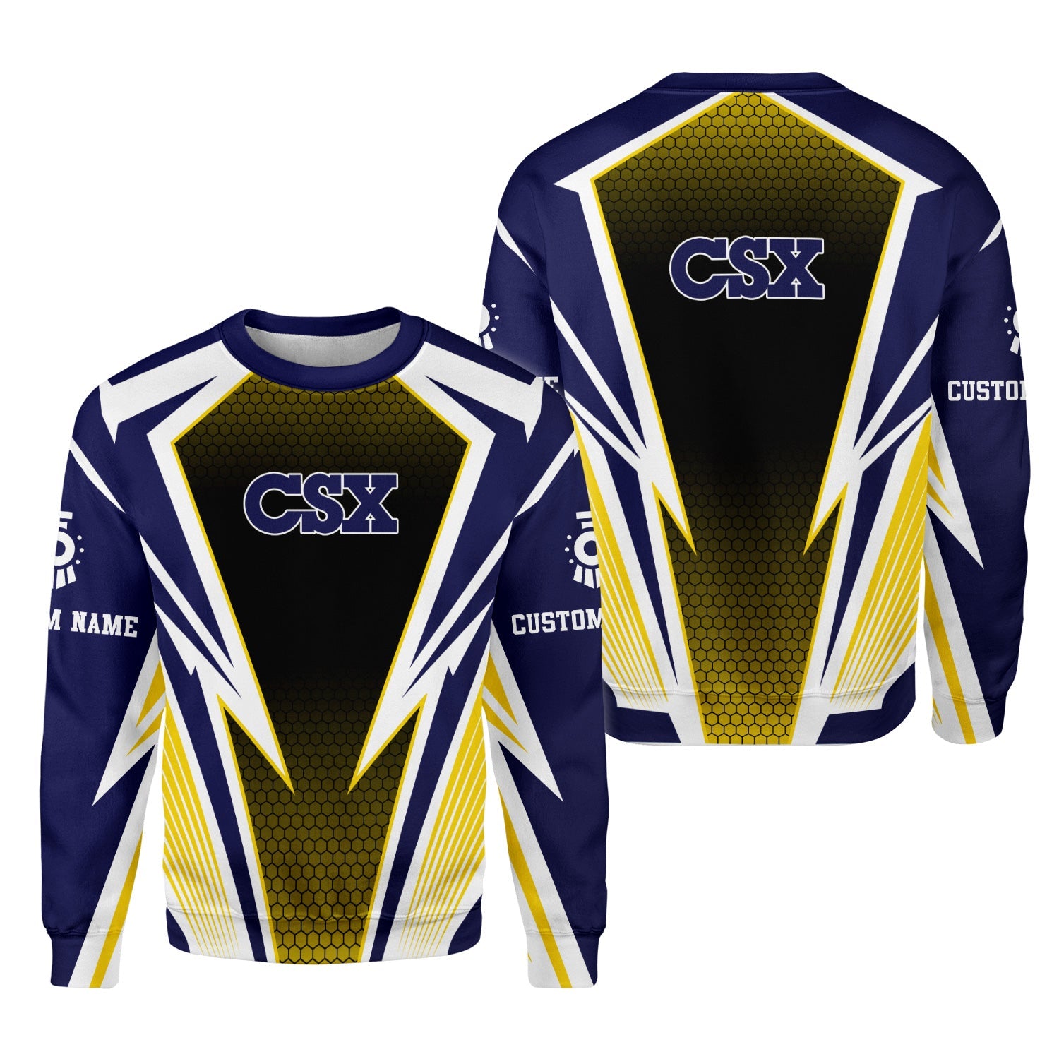 Railspirit Personalized CSX Transportation Railroad Sweatshirt Lightning Graphic Style Shirt Gift Idea For Train Lover