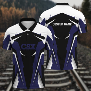 Railspirit Personalized CSX Transportation Railroad Polo Shirt Strong Line Style Train Unisex Shirt All Over Print
