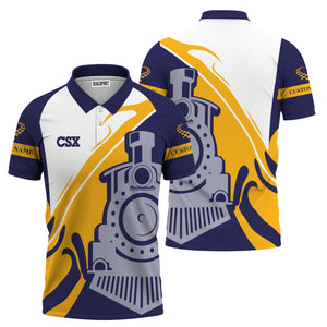 Railspirit Personalized CSX Transportation Railroad Polo Shirt Flame-Inspired Style Shirt Gift Idea For Train Lovers