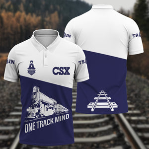 Railspirit Personalized CSX Transportation Railroad Polo Shirt One Track Mind Unisex Train Shirt Gift Idea For Train Lover