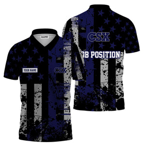 Railspirit Personalized CSX Transportation Railroad Polo Shirt Artistic Paint American Flag Style Train Shirt