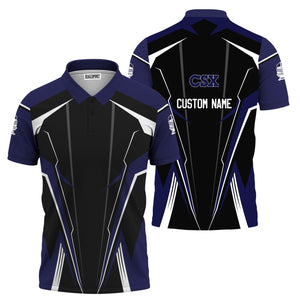 Railspirit Personalized CSX Transportation Railroad Polo Shirt Lightning-Edge Design Train Shirt For Railroad Lovers