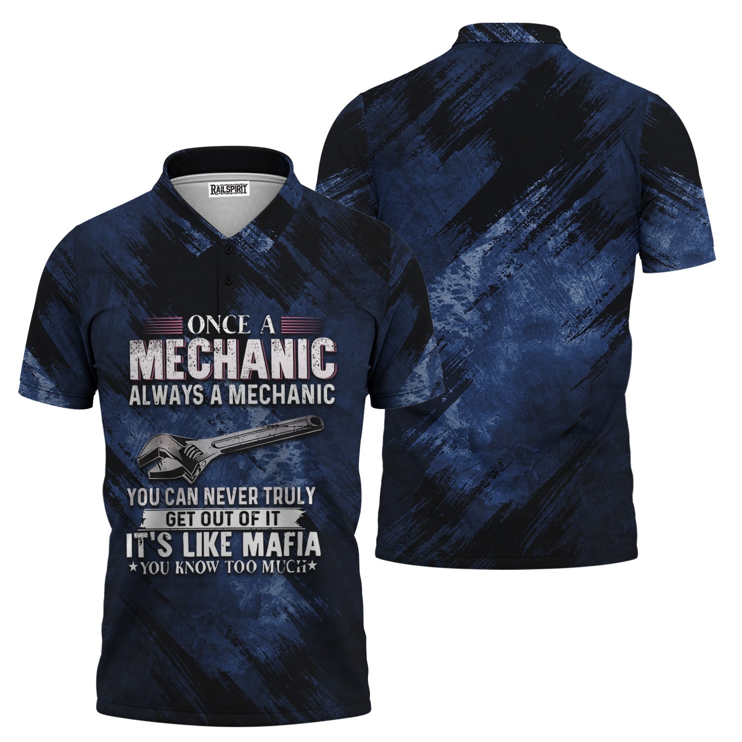 Once A Mechanic Always A Mechanic Polo Shirt Funny Printed Vintage Mechanic Unisex Polo Shirt with Color Options