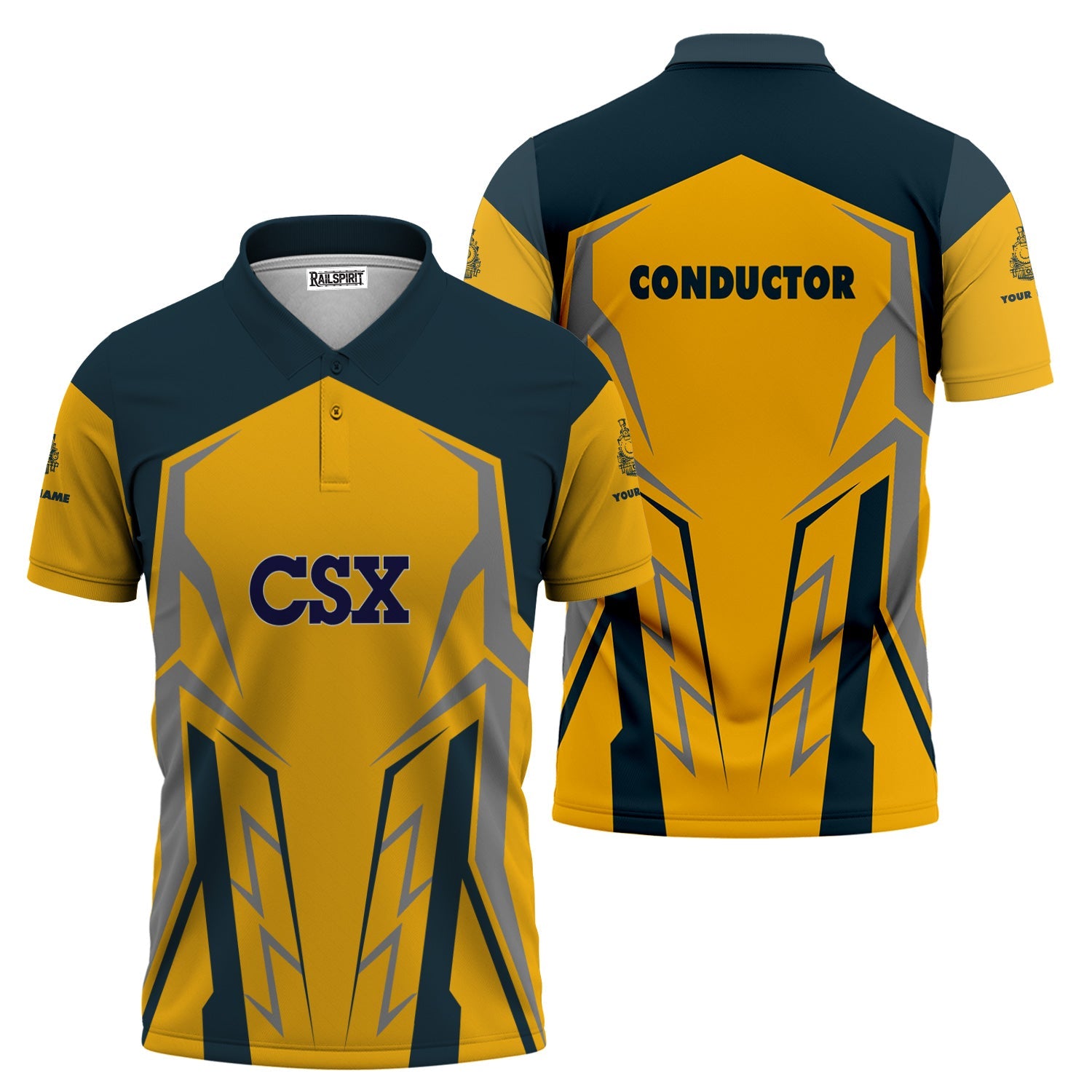 Railspirit Personalized CSX Transportation Railroad Polo Shirt Futuristic Design with Custom Job Train Shirt