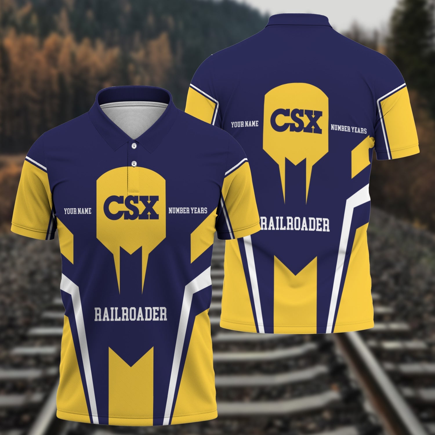Railspirit Personalized CSX Transportation Railroad Polo Shirt Custom Year Railroader Shirt Gift Idea For Train Lover