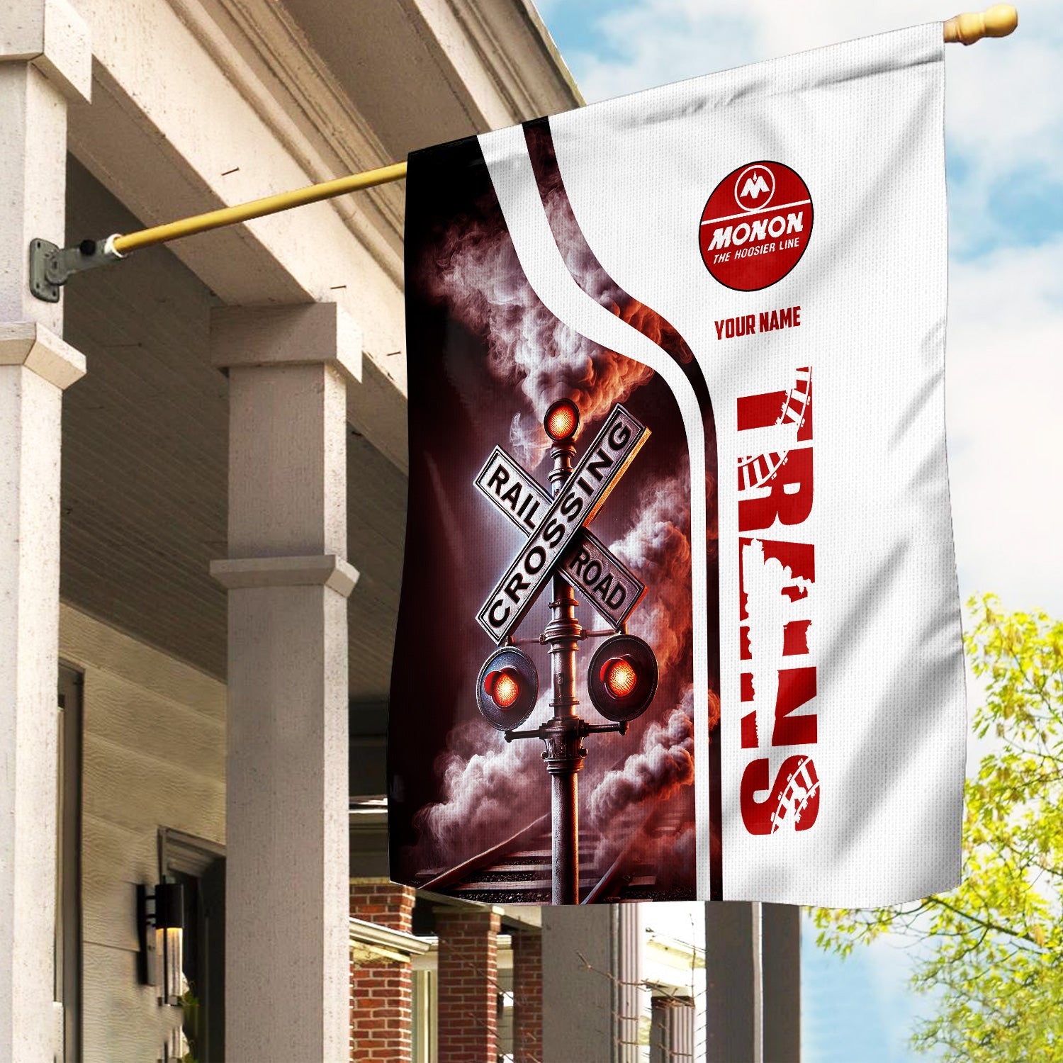Railspirit Personalized Monon Railroad Garden Flag Railroad Crossing Sign Flag All Over Print