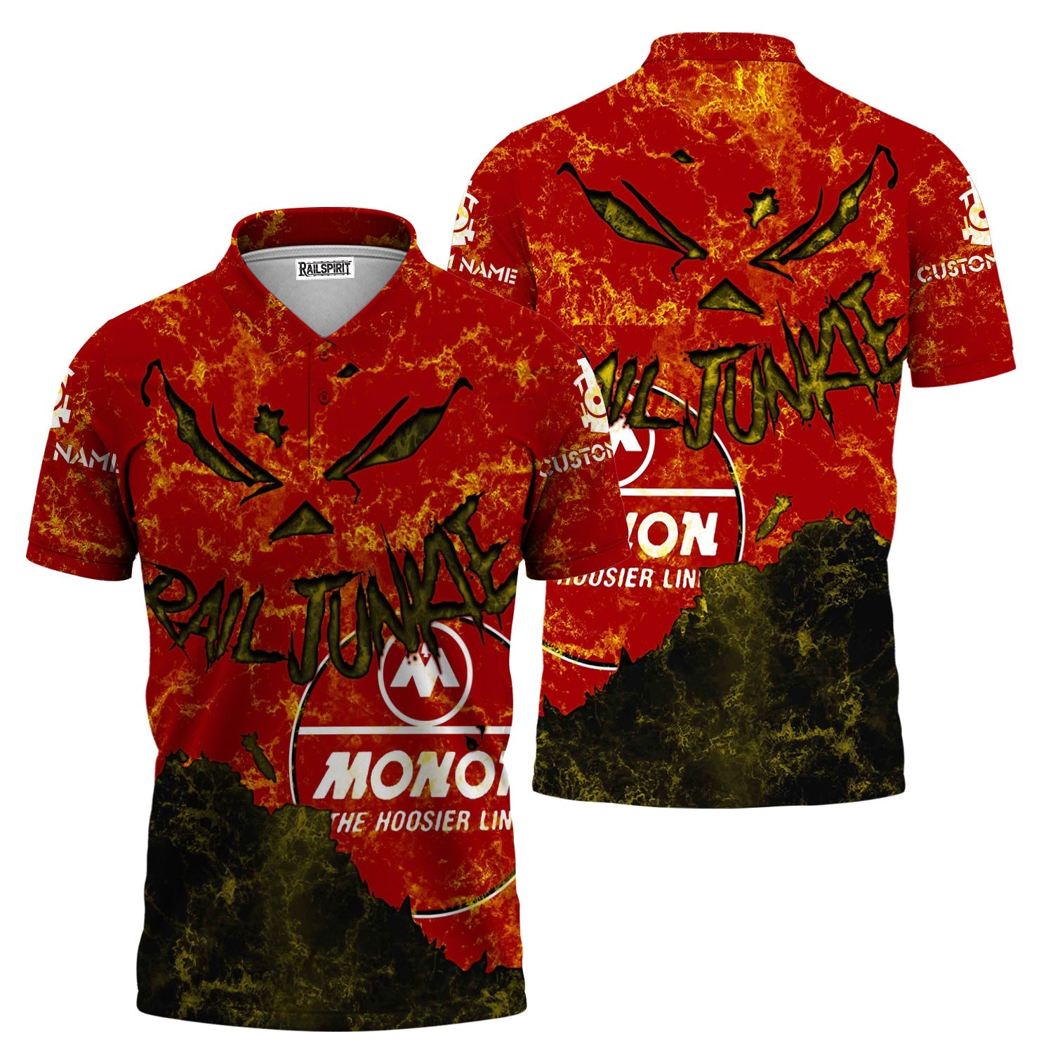 Railspirit Personalized Monon Railroad Polo Shirt Torn Graphic Style Train Shirt For Rail Junkie