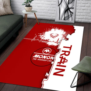 Railspirit Monon Railroad Area Rug Engine Heartbeat and Track Love Style Rug Gift Idea For Train Lovers